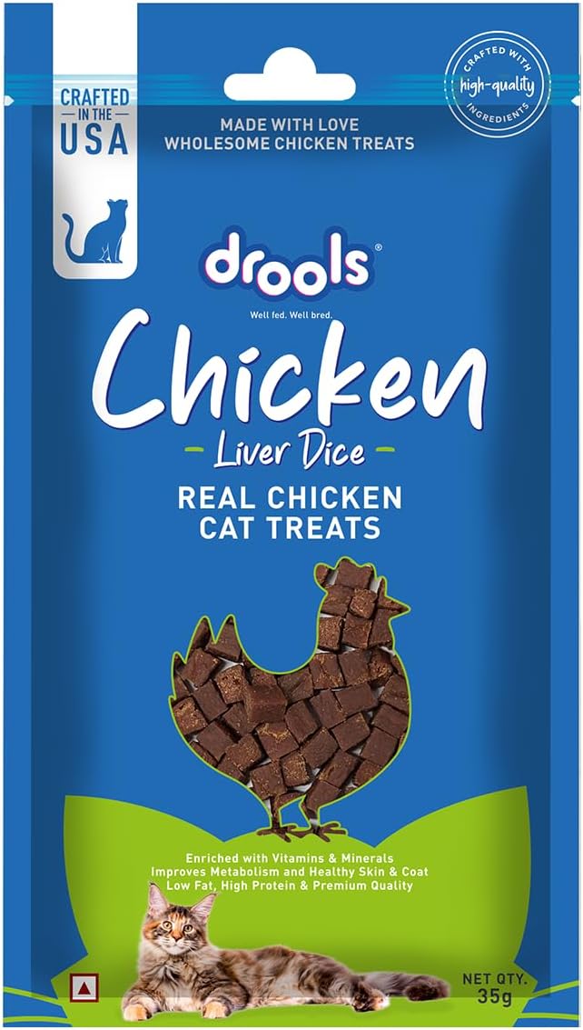 Kitten & Adult Liver Diced, Cat Treats, 35g | Real Chicken Flavour | Rich in Protein | No Artificial Preservatives | Best for Training & Bonding