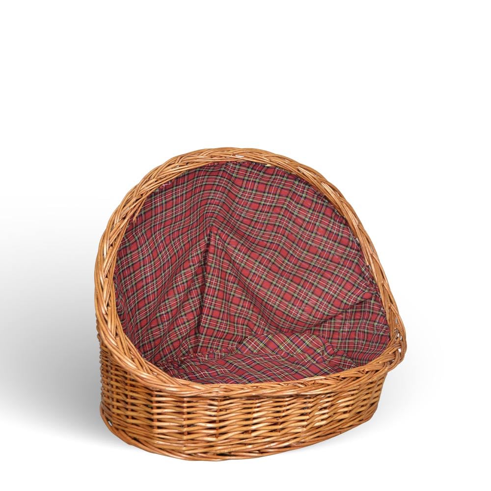 OKAFFAREFATTO MADDALONI Katzenstreu aus Weide mit Kissen, Körbchen für Haustiere, 46 x 34 x 36 cm, klein