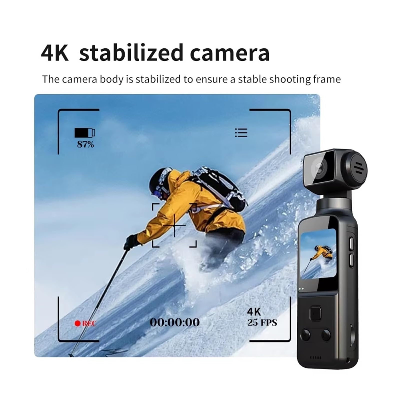 Kamera sportowa, Kamera sportowa 4K Pocket Action Camera Obrotowa wodoodporna obudowa Rower Podróż Kierowca Rejestrator,do jazdy na rowerze, motocyklu