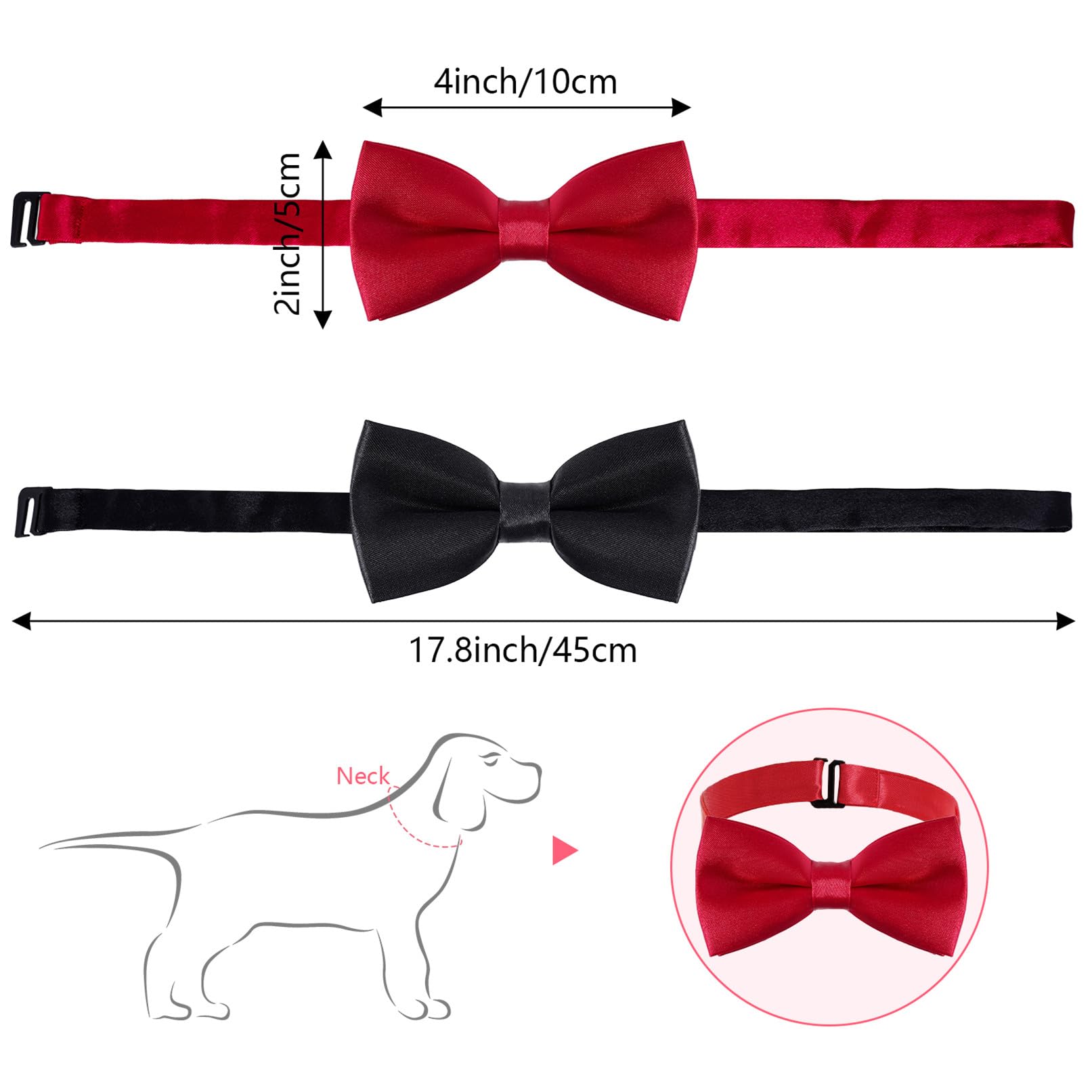 Collare per cani con papillon in velluto, per matrimoni, compleanni, feste (rosso)