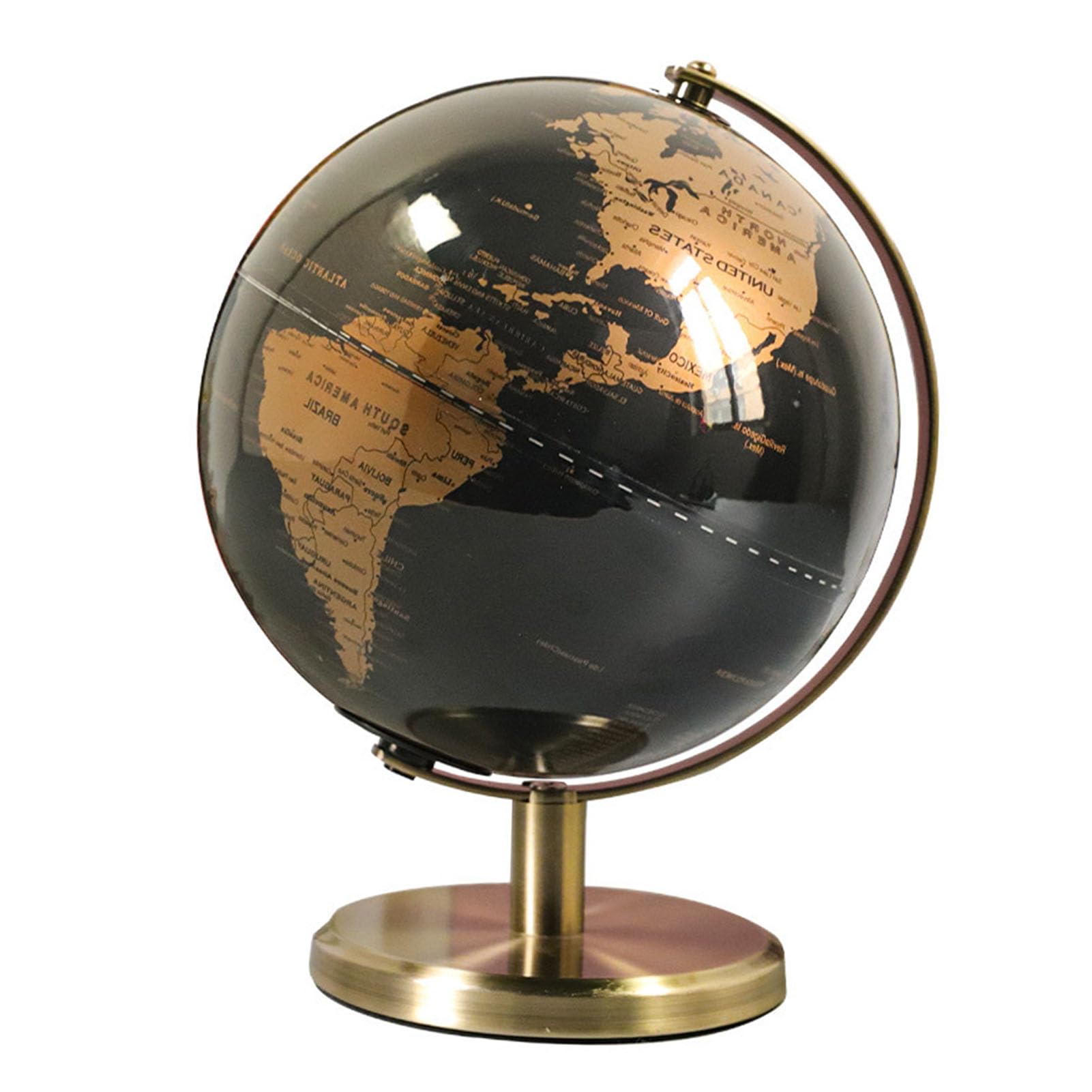 Sorandy Desktop-Weltglobus, Drehbarer Weltkartenglobus aus Bronze mit Englischen Etiketten, Gealterte Patina, Stabile Basis für Heimbüro, Arbeitszimmer, Schreibtisch, Dekoration, 27 X (Antike
