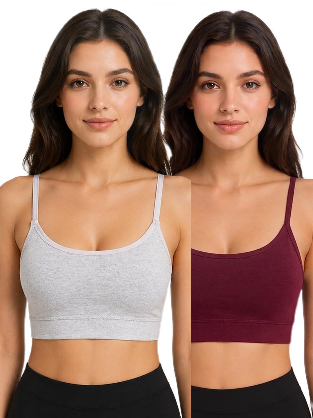 Women Cotton Sports Bra with Removable Pads | Adjustable Straps | Non-Wired Padded Everyday Bra | Comfortable Yoga, Gym, Bra (Size 28 to 34)-image-14
