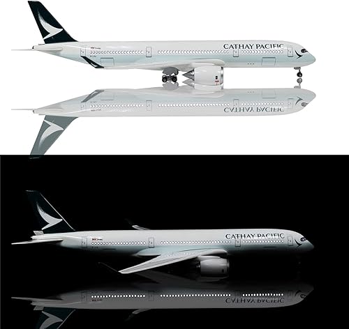 Miniatura 5 de 24-Hours Modelo de avión 1:160 HK Cathay Pacific Airbus 350 modelo de avión con luz LED (toque o control de sonido) para decoración o regalo