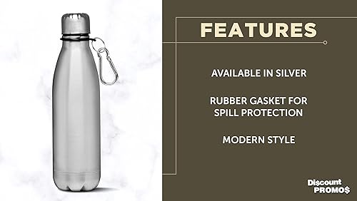 Miniatura 2 de DISCOUNT PROMOS Botellas de agua de acero inoxidable con forma de bala de 26 onzas, juego de 10, a prueba de fugas, con mosquetón, a prueba de