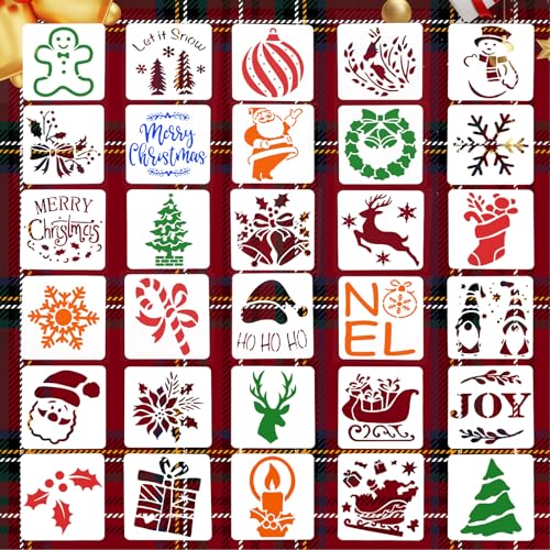 PEUTIER 30pcs Christmas Stencils