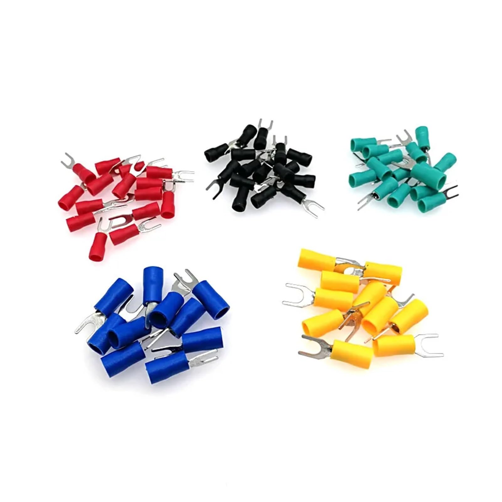 500pcs Spade Insulated Furcate Crimp Terminal Wire Connector SV2-3/3.5/4/5/6/8/10 Cable Ferrules 16-14AWG 1.5-2.5mm2(Rot,SV2-3)