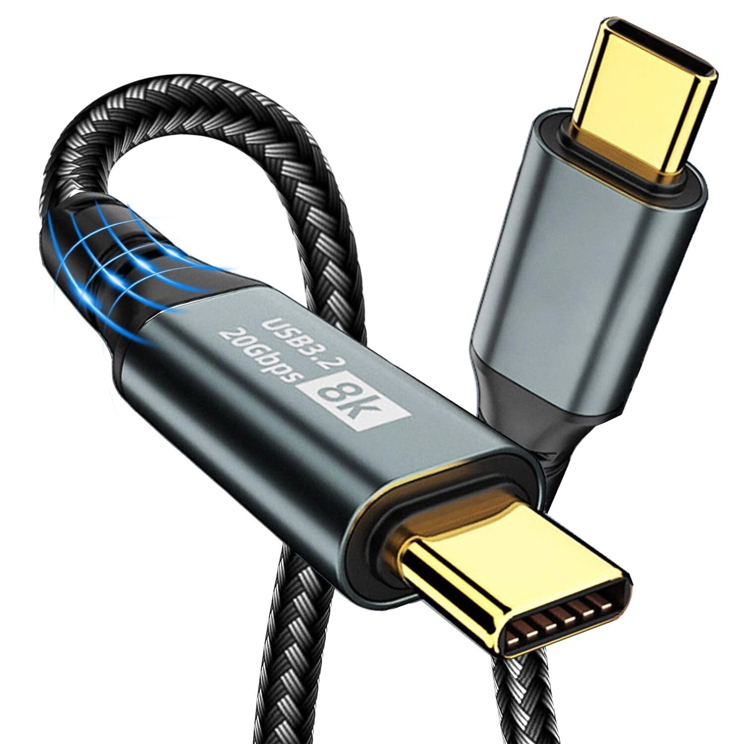 USB C ケーブル 1M 8K/60Hz 映像出力【20Gbps高速データ転送 100W/5A急速充電 PD対応】USB3.2 Gen2 Type-C ケーブル対応 超高耐久 ナイロン編み iPhone17/ MacBook Pro/iPad Pro/Xperia/AQUOS等タイプC対応