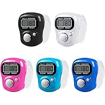 Amble 5 Pack Finger Clicker Counter, Tally Counter with 5-Digit LCD Electronic Digital Display, Clickers for Knitting, Golf, Lap, and Inventory Counting