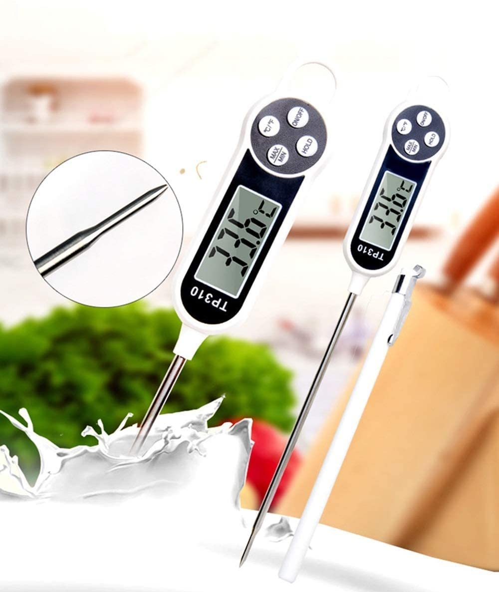 Termómetro Digital de Lectura instantánea a Prueba de Agua para cocinar, Barbacoa, Asar a la Parrilla, Hornear y Carne, Viene con Clip de Bolsillo y Pantalla LCD Grande para una fácil Lectura