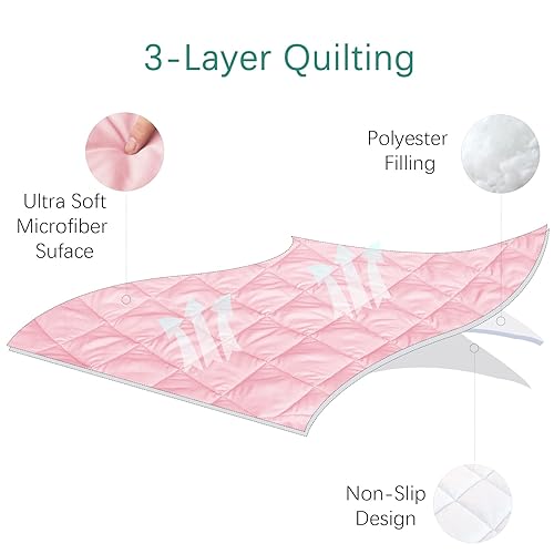 Miniatura 2 de Joovy - Juego de 2 sábanas acolchadas para regalo de mi cuna portátil, cuna de viaje (solo sábana, cama no incluida), funda acolchada suave, rosa y