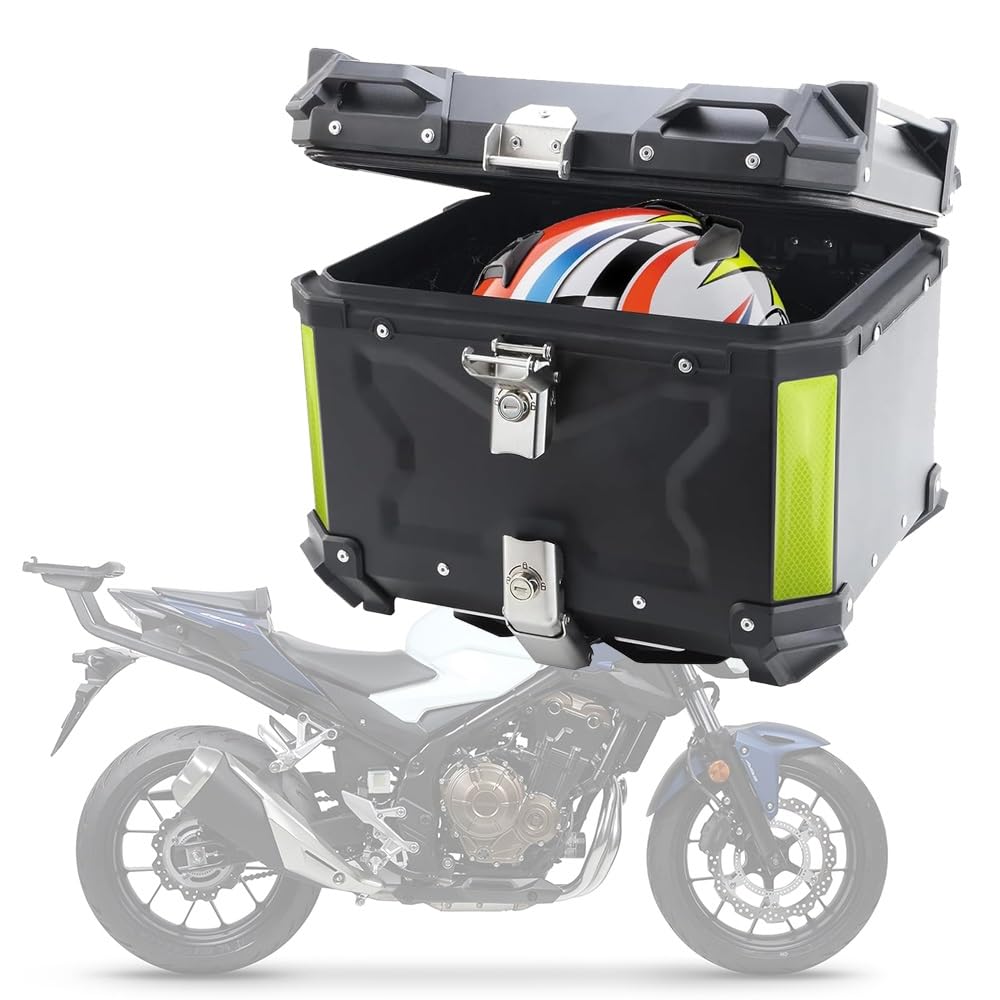Top Case Scooter Universel Topcase Valise pour Moto 45L 55L 65L 80L 100L Coffre Valise Moto avec Dosseret, Top Box pour Scooter, Moto, Mobylette, Quad(Noir,100L)