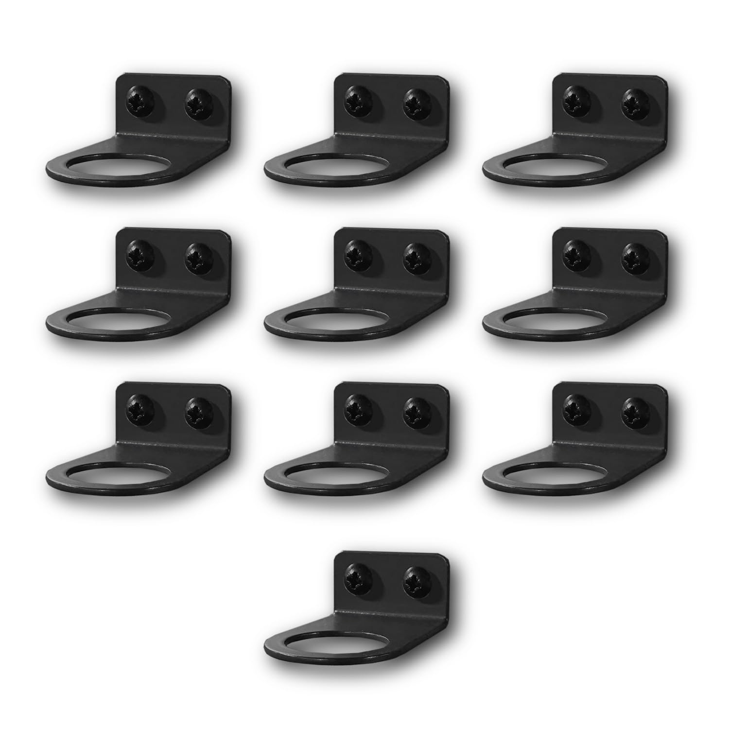 MegaMaxx UK Wall Mount Spray Bottle Holder – Smooth Black – Trigger Hanger for Cleaning & Workshop Storage – Galvanised Steel Construction – Pack of 10 – UK Made