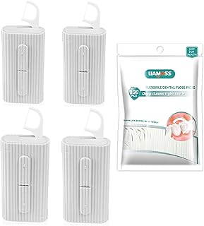 Dental Floss-Floss Picks Dispenser-LIAMOSS White Floss Portable Travel Dispenser,Dental Picks Teravel Case,Toothpicks Sticks 140 Count for Adults,Perfect Travel Oral Care