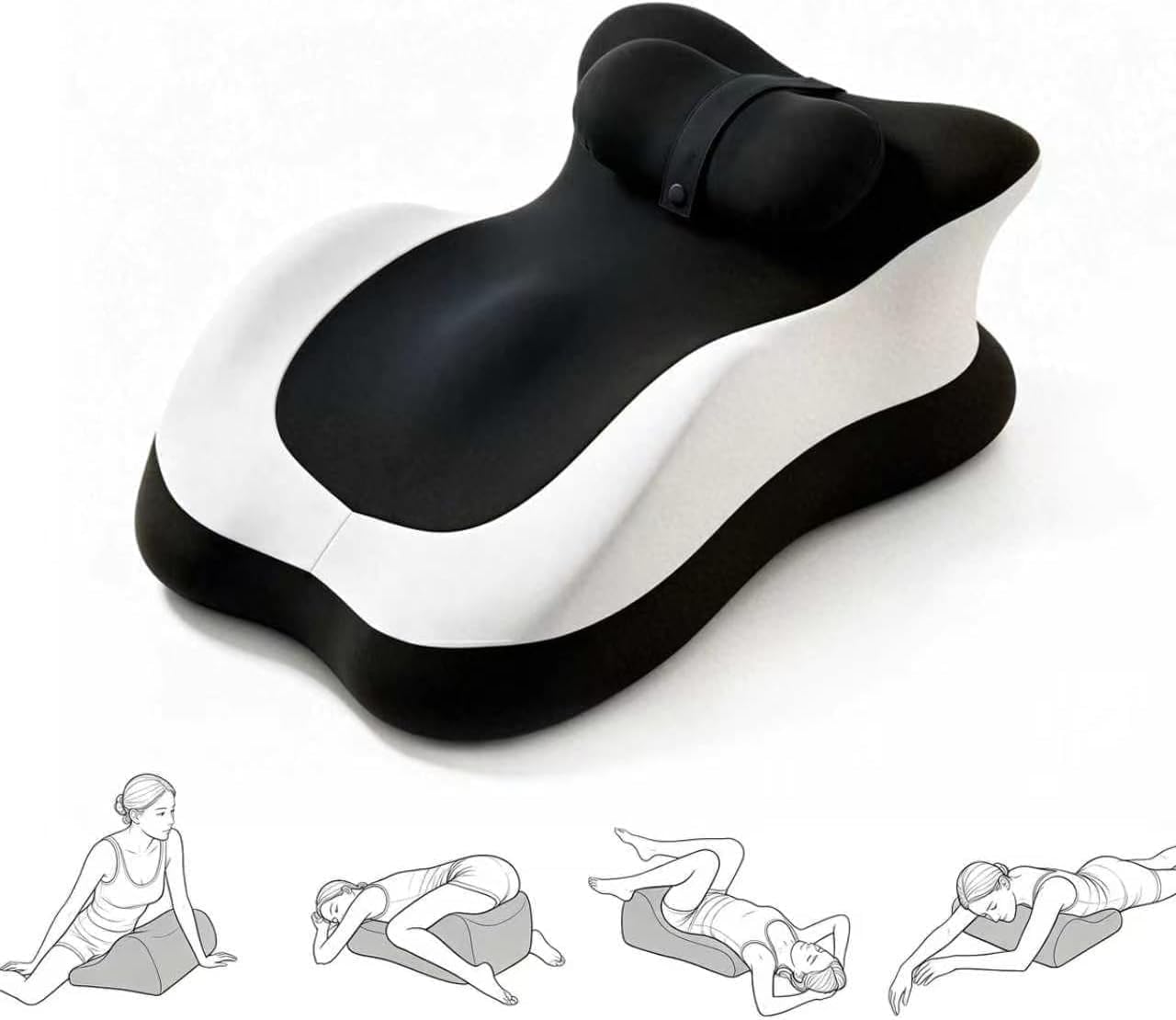 Ergonomic Memory Foam Wedge Pillow, Intimacy Couples Pillow Memory Foam Wedge Pillow, 27° Angled Support for Neck and Waist, Multi-Functional Bed Position Pillow