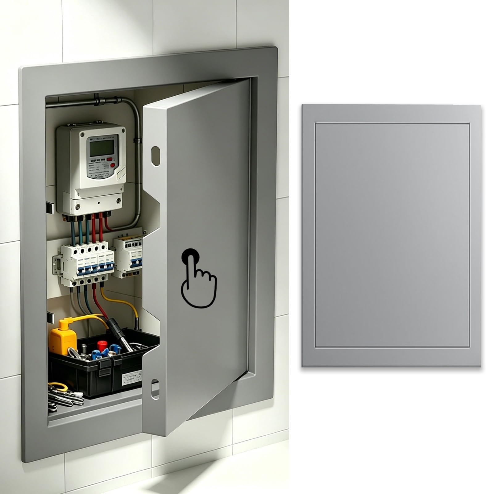 Wall Access Door Panel with Push Latch, 20x20 12x12 8x8in Heavy-Duty Square Inspection Panel for Plumbing, Rust-Resistant Maintenance Hatch Cover(Gray,200x200mm(8x8in))