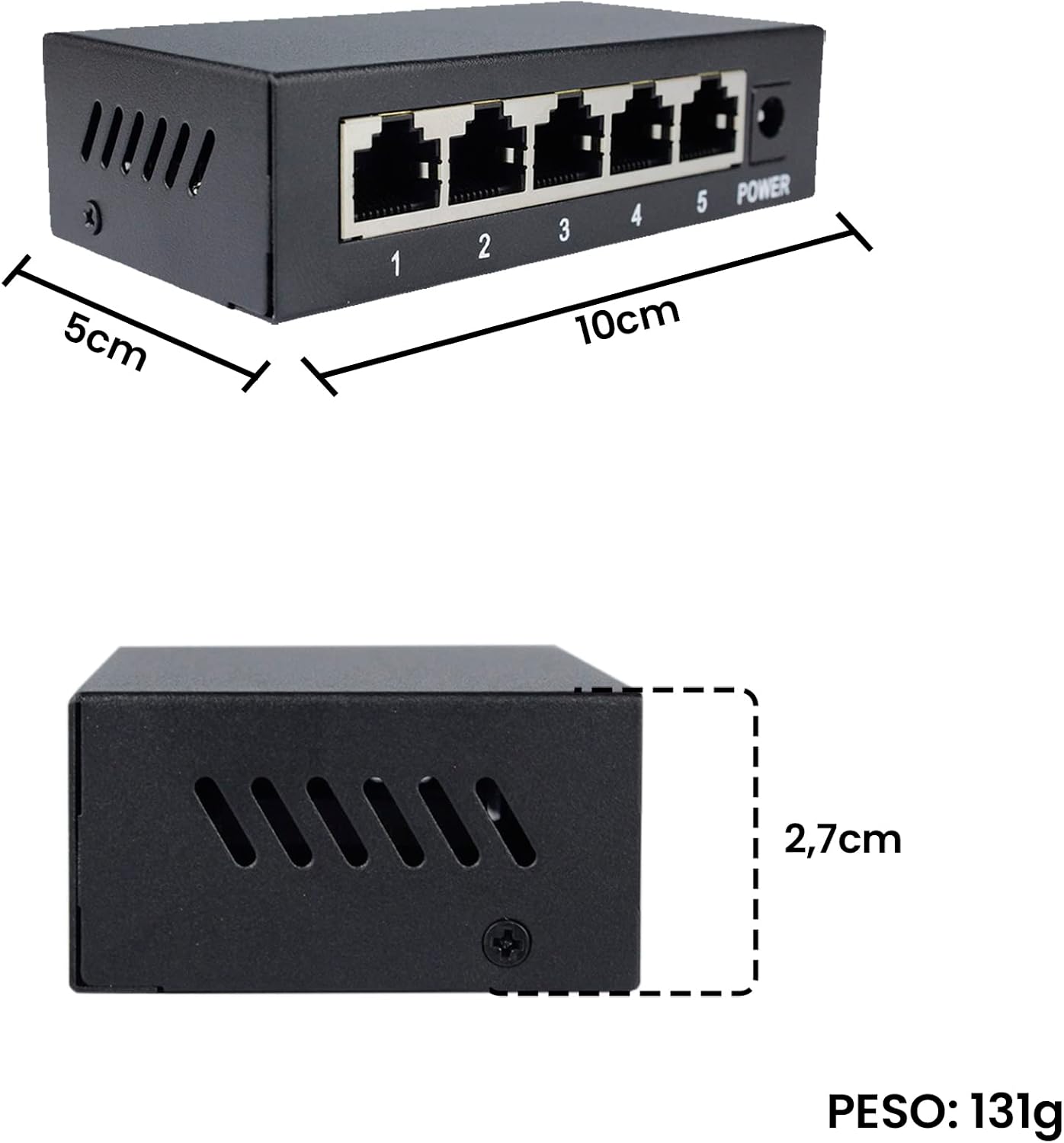 Haiz Switch De Mesa 5 Portas Rede Gigabit RJ45 HZ-1005G