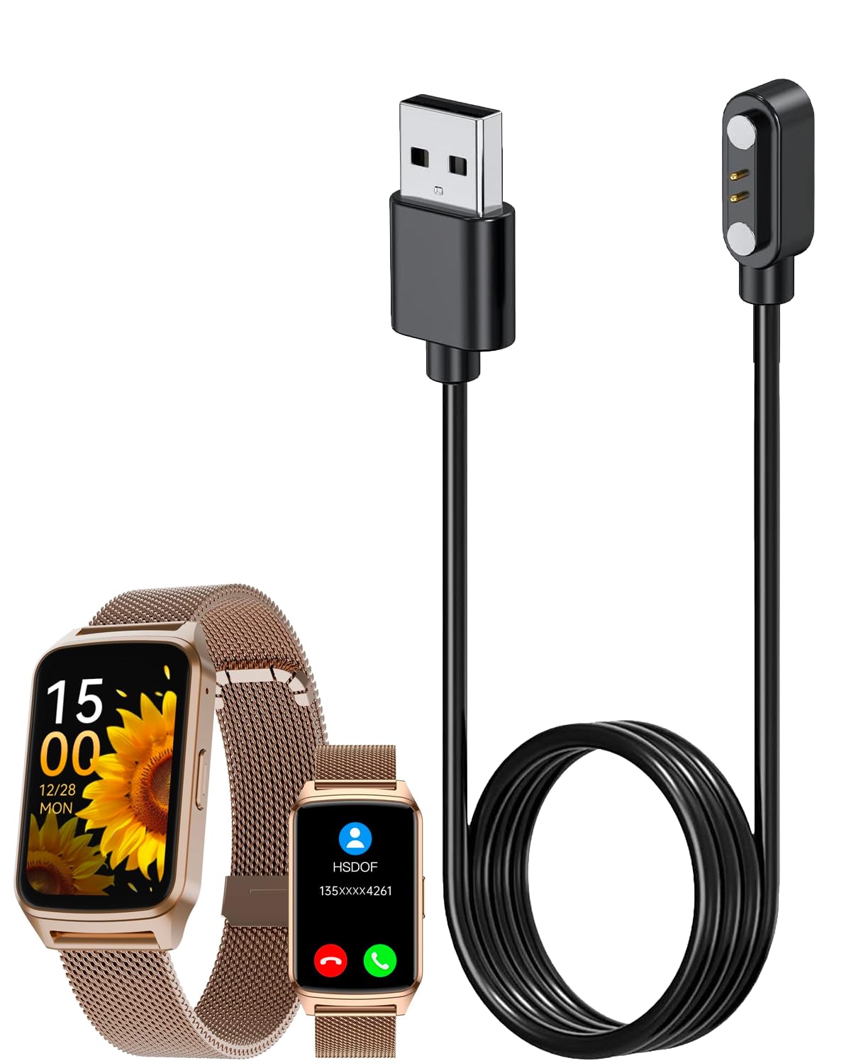Chargeur de montre intelligente pour Amaztim M3 Ultra 60 cm 2 broches USB portable câble de charge magnétique cordon pour montre intelligente AMAZTIM M3 Ultra