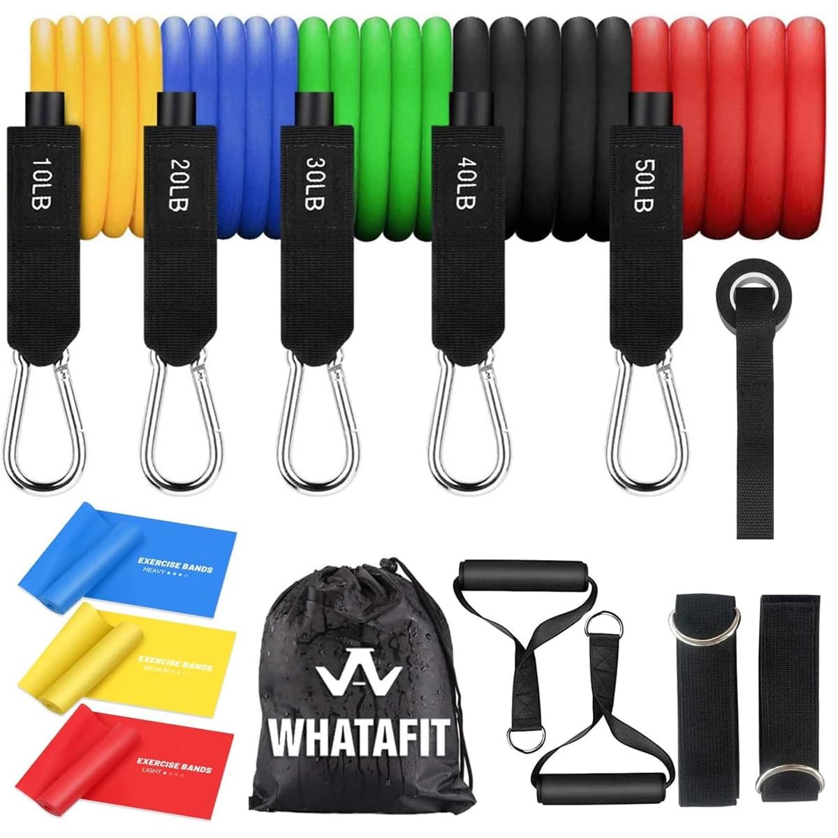 WHATAFIT Resistance Bands, Exercise BandsResistance Bands for Working Out, Work Out Bands with Handles for Men and Women Fitness, Strength Training Home Gym Equipment