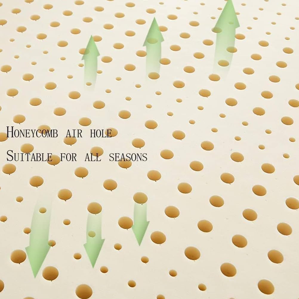 Organic Natural Latex Mattress Topper, Medium Firm 5cm Thickness, Breathable Honeycomb Design, Deep Sleep Support, 180x200cm (71x79in) with Cotton Cover