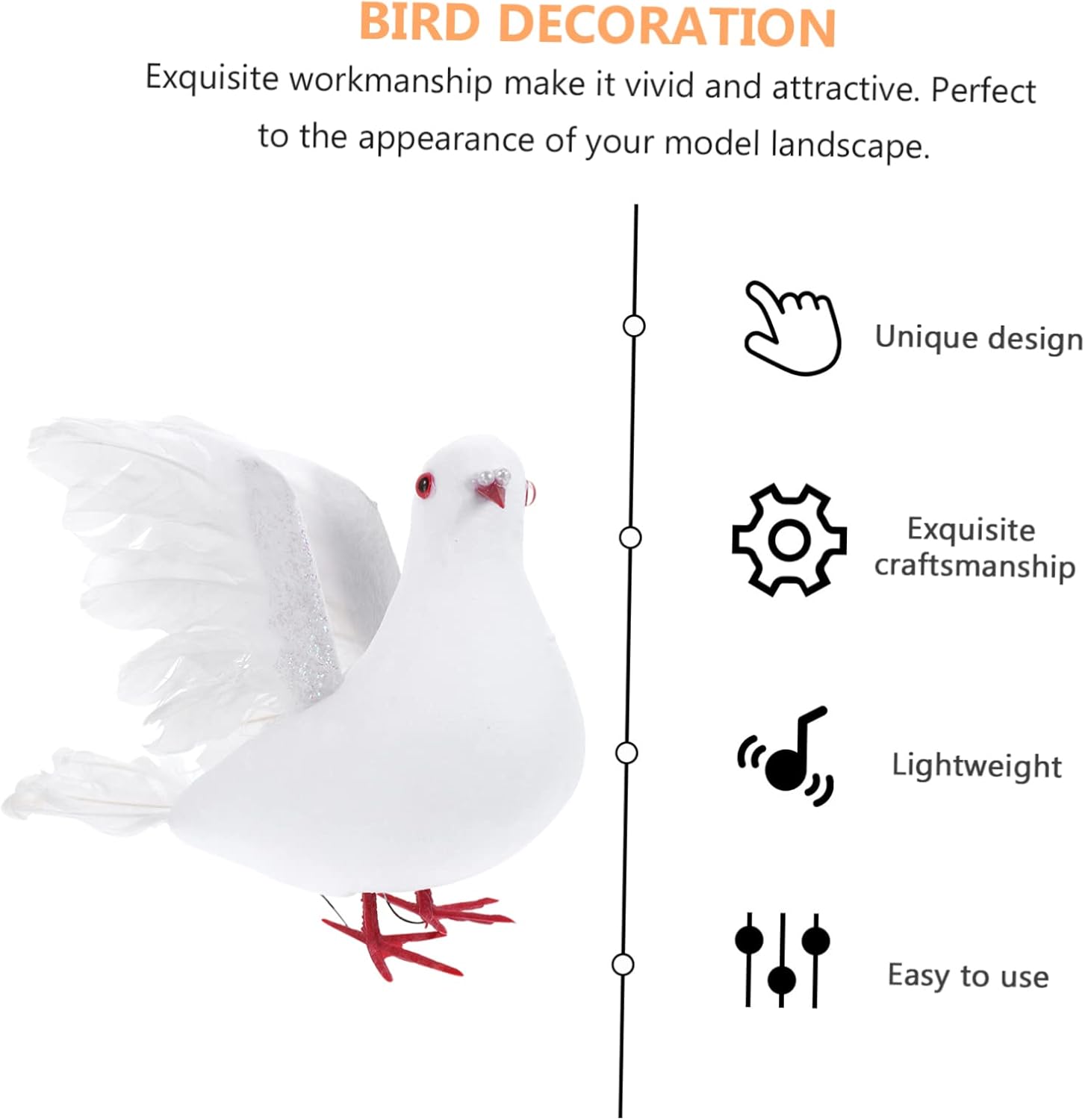 White Wedding Pigeon Decoration with Vivid Appearance for Home image 2