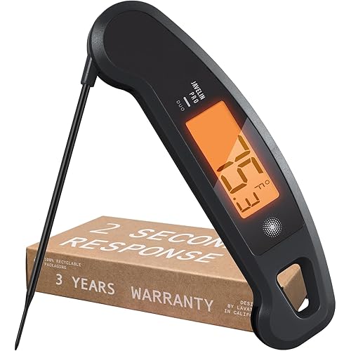 Lavatools Javelin® PRO Duo Ultra-Fast 2-Second Professional Digital Instant Read Meat Thermometer for Grill and Cooking, Auto-Rotating Backlit Display, IP65 Water Resistant – Ink