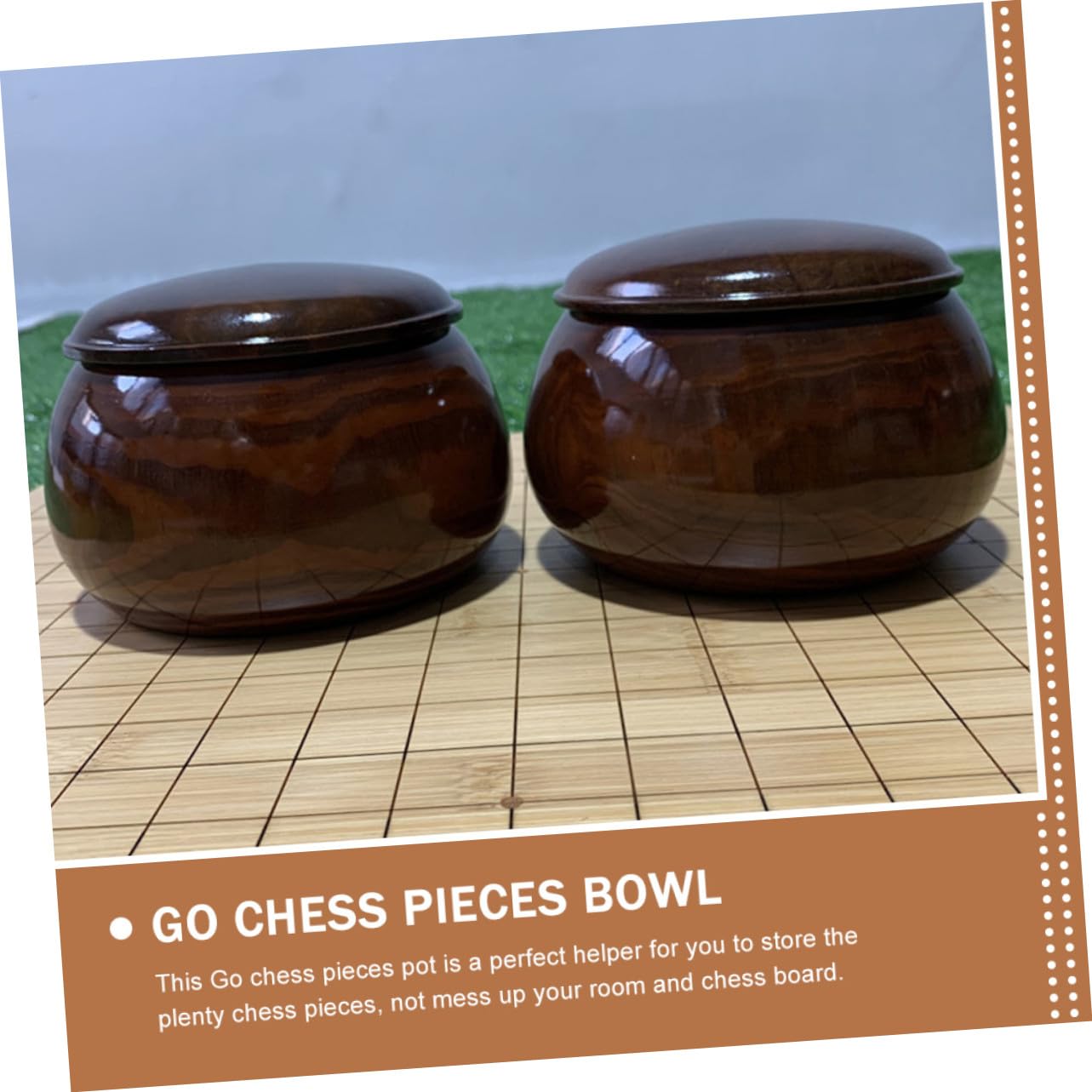 Hemobllo Bol en Bois Massif Grand Conteneur Léger Couvercle pour Jeu de Go et Échecs Rangement Pratique pour 180 Pièces, pour Bureau ou Salle de Formation