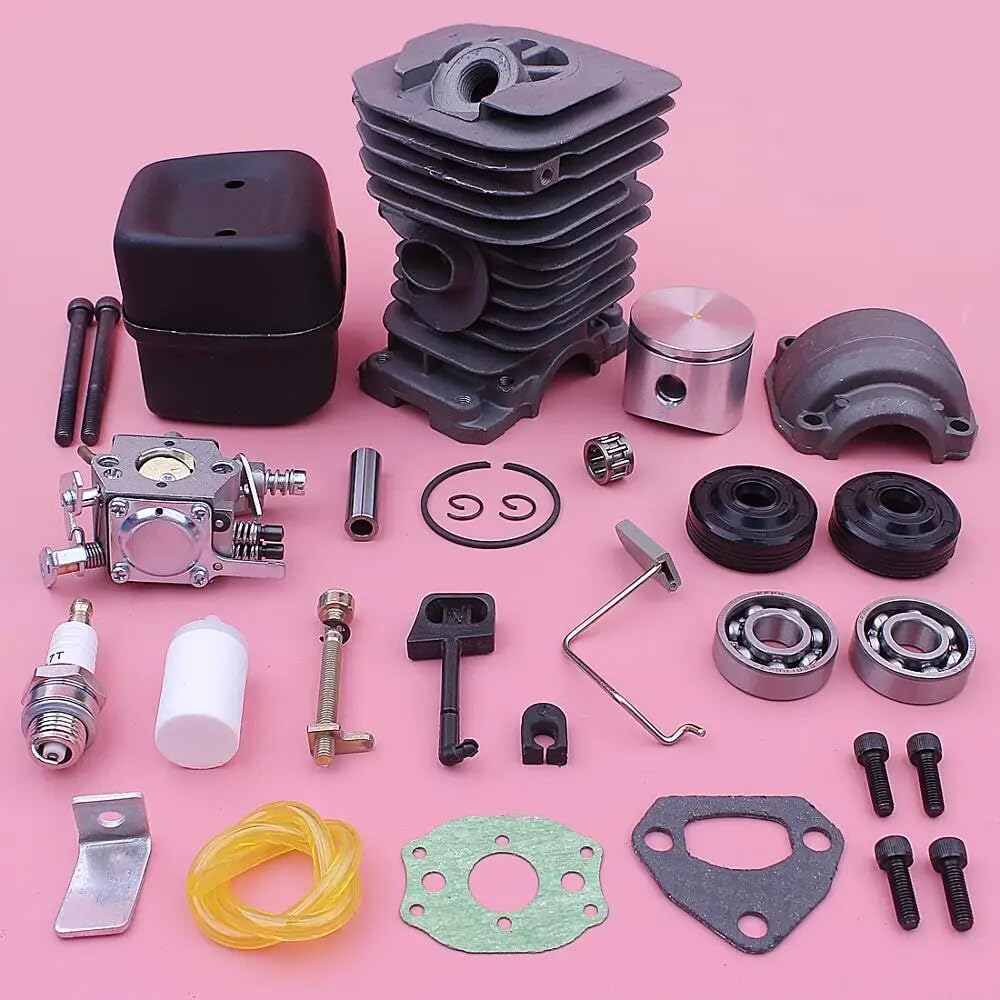 Kit di riparazione marmitta carburatore pistone cilindro da 40 mm, for motosega Husqvarna 136 137 141 142 530069941 530071987 530069415 Kit cilindro motosega