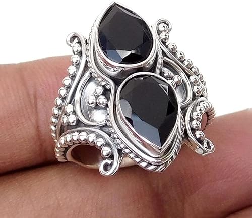 Vista 4 de Genuine Black Onyx Ring * 925 Sterling Silver * Handmade Ring * Pear Shape Gemstone Ring * Huge Onyx Ring * Pear Black Onyx Designer Ring * Birthday