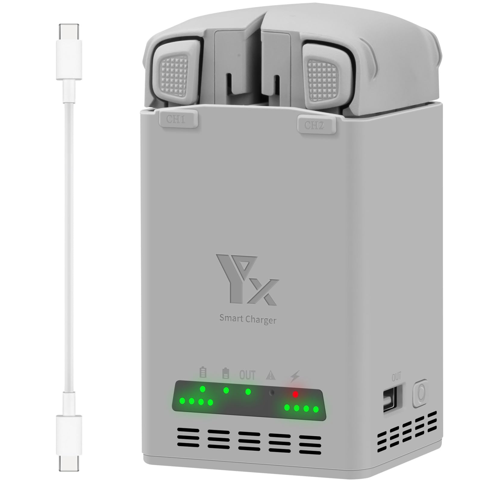 Two-Way Charging Hub for DJI Lito 1/Lito X1, Fast Charging Dock Station Fully Charge 2 Batteries in 1 Hour, Drone Battery Charger with USB-C Cable