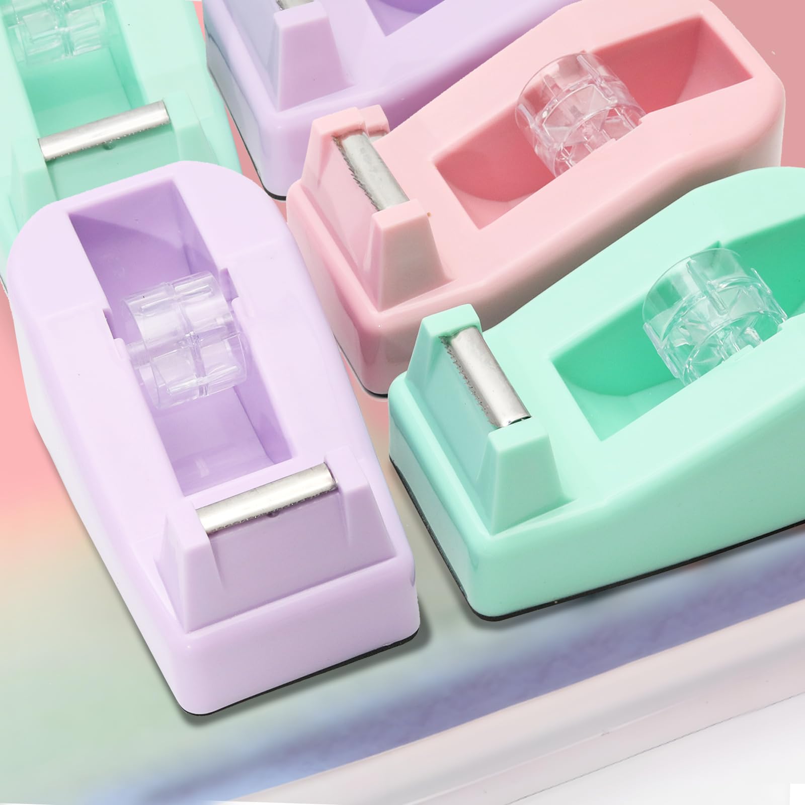 ROSEUP Desktop Tape Dispenser – Weighted Non-Skid Base, Purple, Compact & Stylish For Office Or Craft Use
