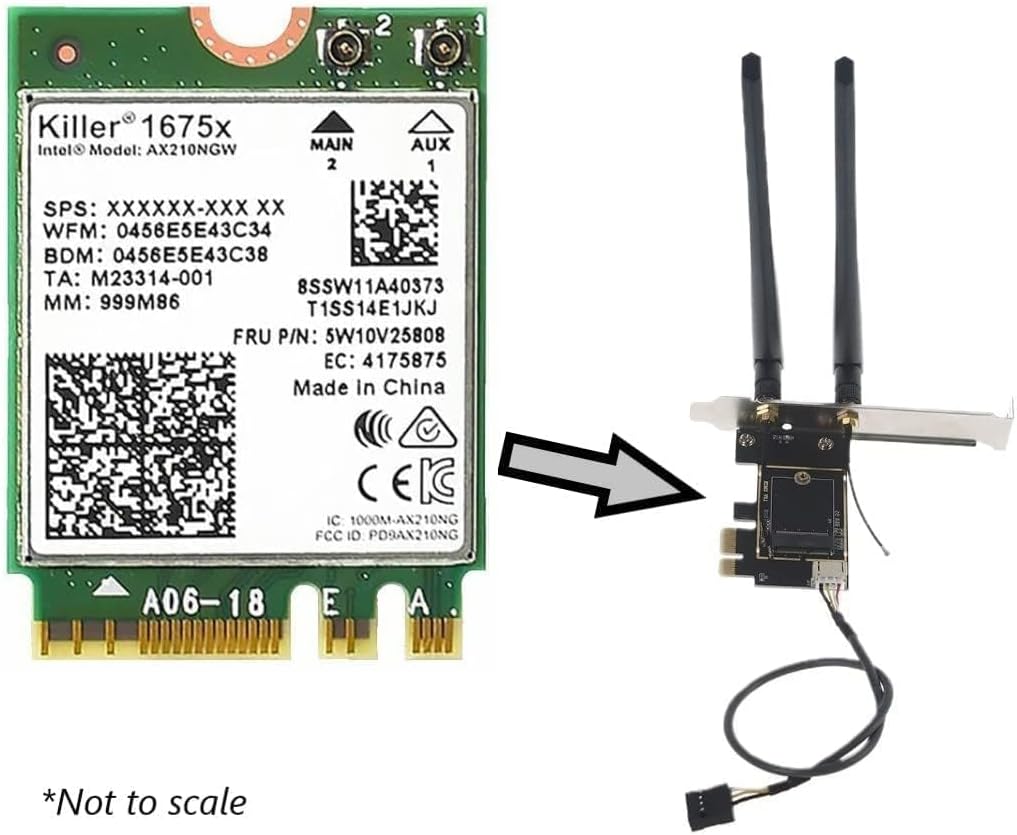 AX1675x Killer Series Desktop Wi-Fi 6E Kit | 2.4 Gbps | Bluetooth 5.3 Support | PCIe x4 | Tri Band 2.4/5/6 GHz No vPro AX210.NGWG.NVX (Wi-Fi 6E Killer)