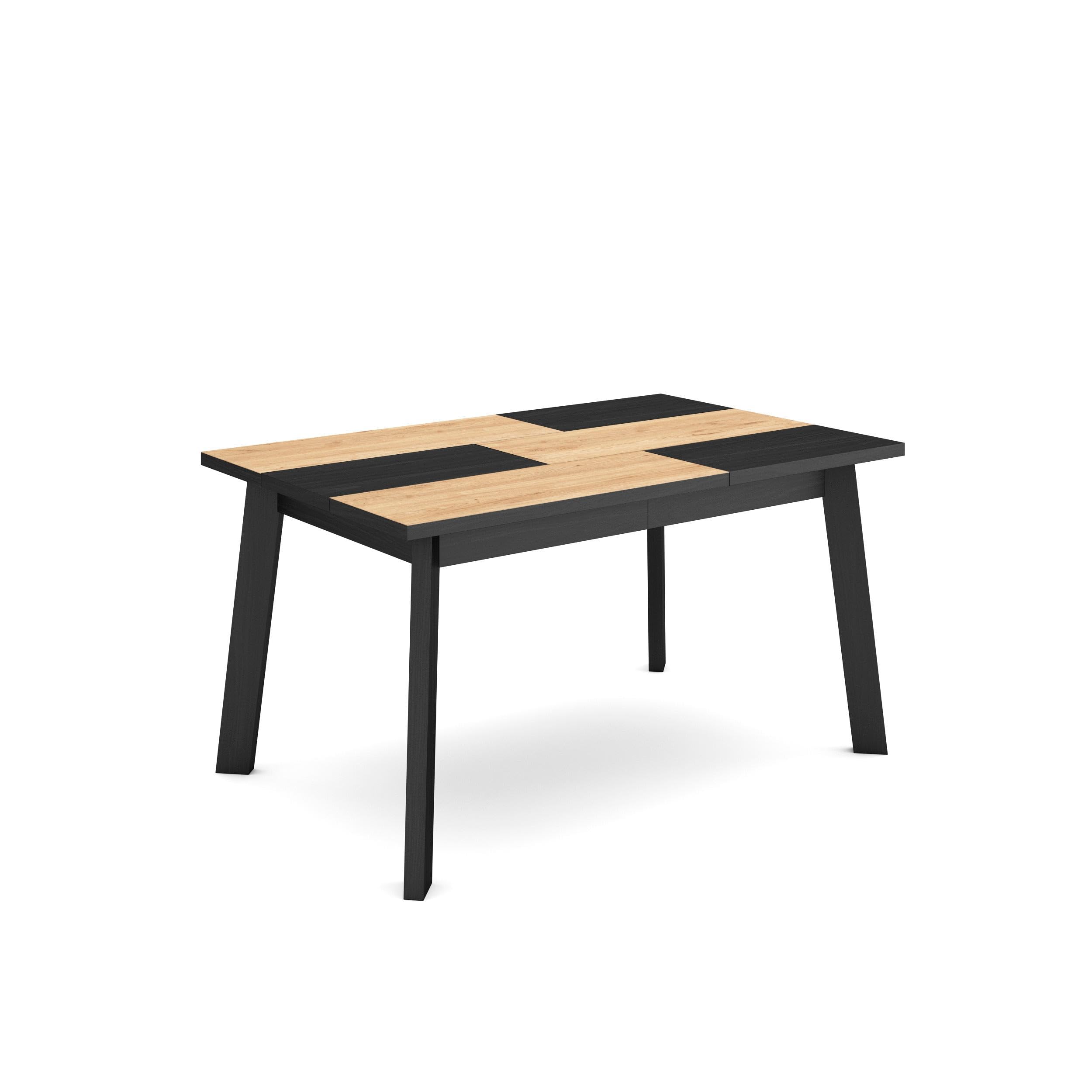 Skraut Home Tavolo Da Pranzo 140 Cm – Stile Moderno, Gambe In Legno, 6 Posti – Rovere E Nero - 2