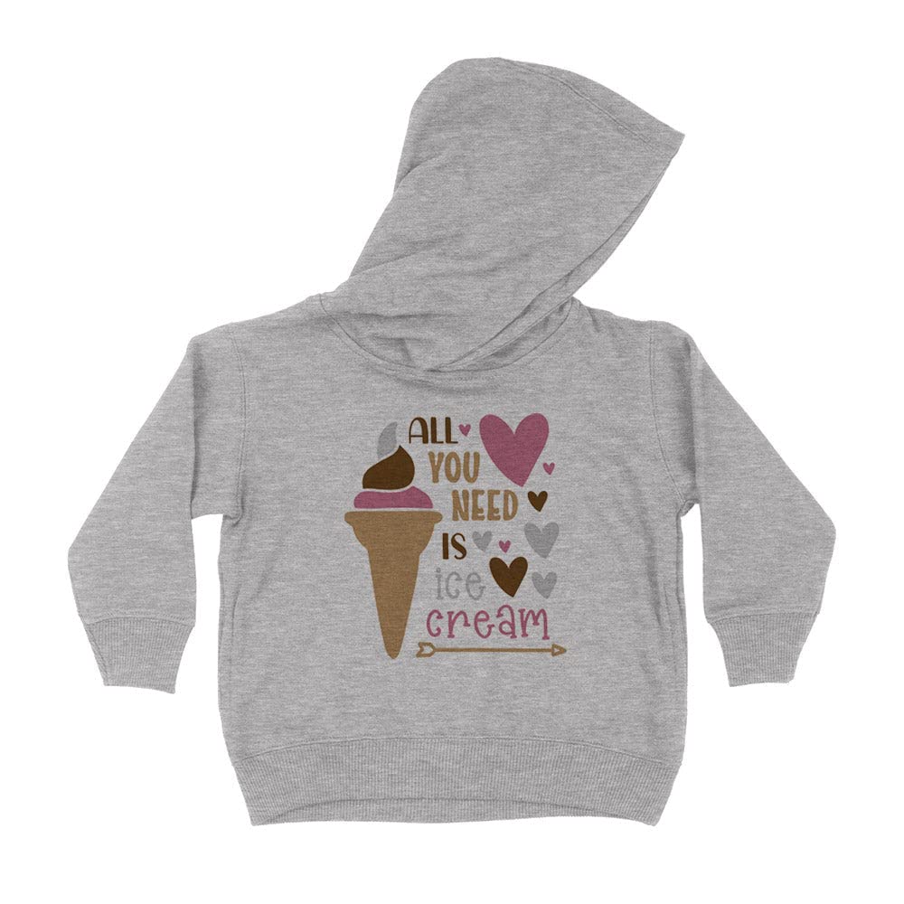 All You Need is Ice Cream Kids Hoodie Sweatshirt Toddler 5T Heather Grey
