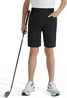 Boys Golf Jogger Shorts Kids Breathable Flat Front Active School Uniform Shorts with Comfort Stretch Waistband