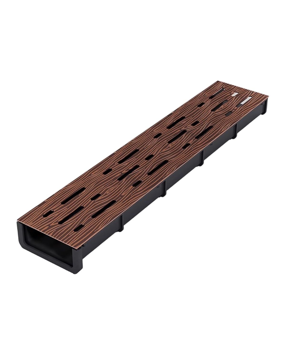 Canaletta Scolo Acqua Piovana Sistema di Drenaggio Fognario Lungo 50 cm, Canale di Scarico Sotterraneo Con Effetto Legno, Recinzione in Cemento per Cortile, Grondaia, Copertura del Fosso(50x10x4cm/19.