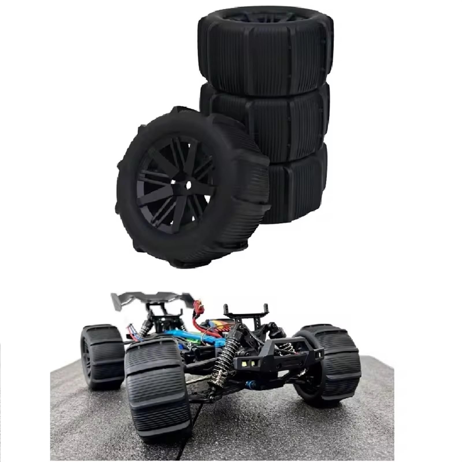 para MJX para Hyper ForGo 16210 16208 para Wltoys 144010 124016 124017 para HBX16889B para SCY 16101 Ruedas De Paletas R/C Coches/Camiones 4PCS Neumático