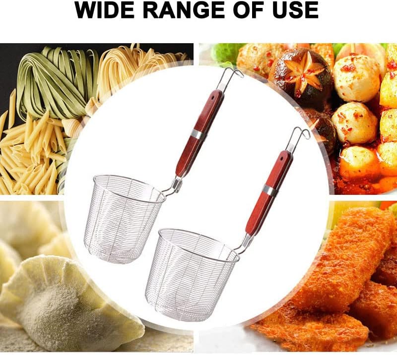 Miniatura 7 de VALINK - Cesta de pasta de malla con mango de madera, acero inoxidable de acero inoxidable, colador de fideos para cocina, fideos, pasta, restaurante