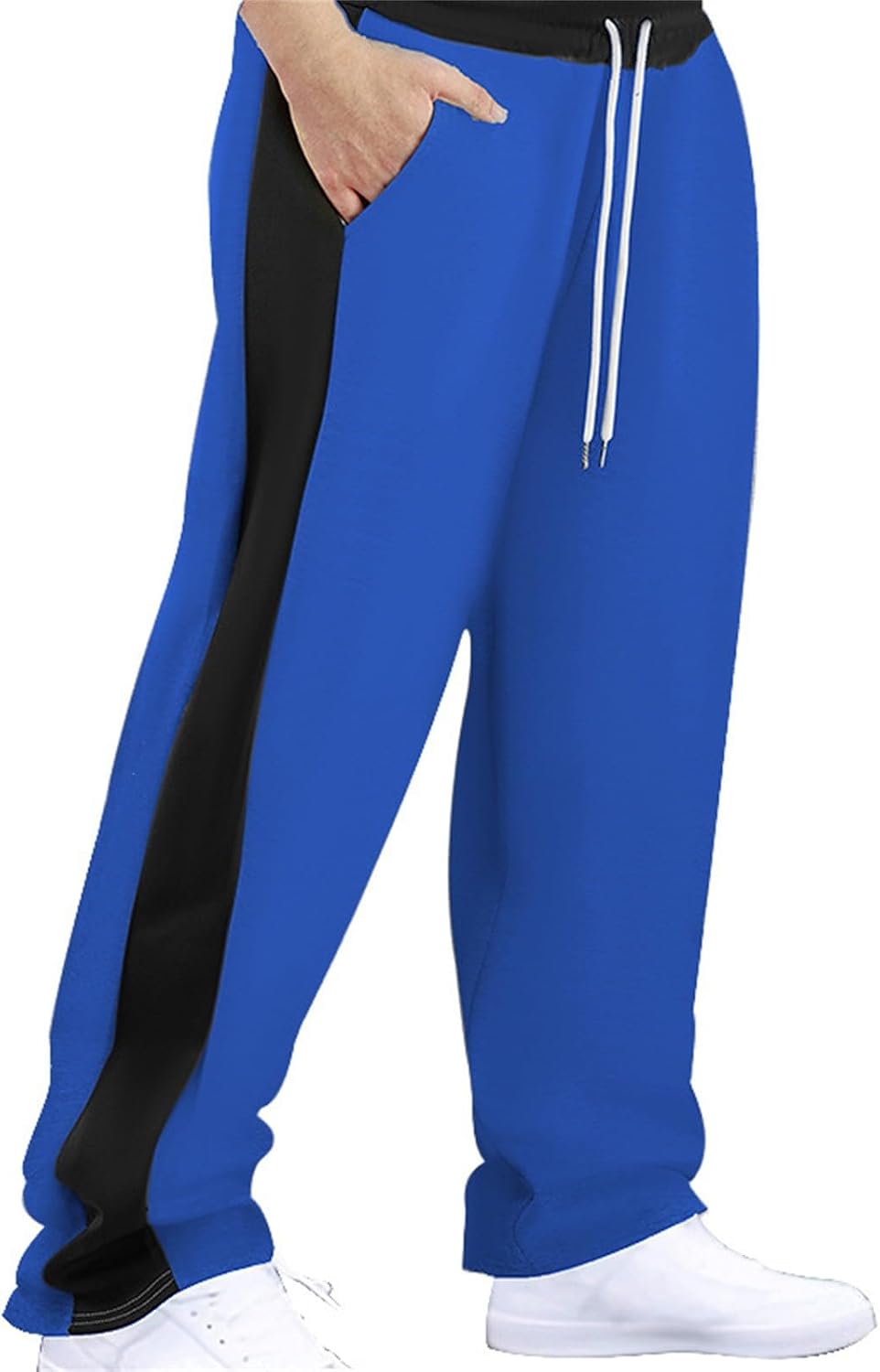 WENKOMG1 Mens Sweatpants with Pockets Elastic Waist Athletic Workout Training Basketball Open Bottom Sweatpant, S-3XL