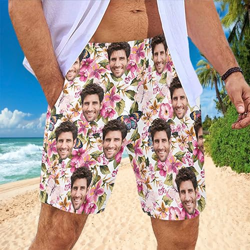 Custom Photo Swim Shorts with Face Men's Board Shorts Swim Trunks Custom Face Print Men's Swim Shorts2