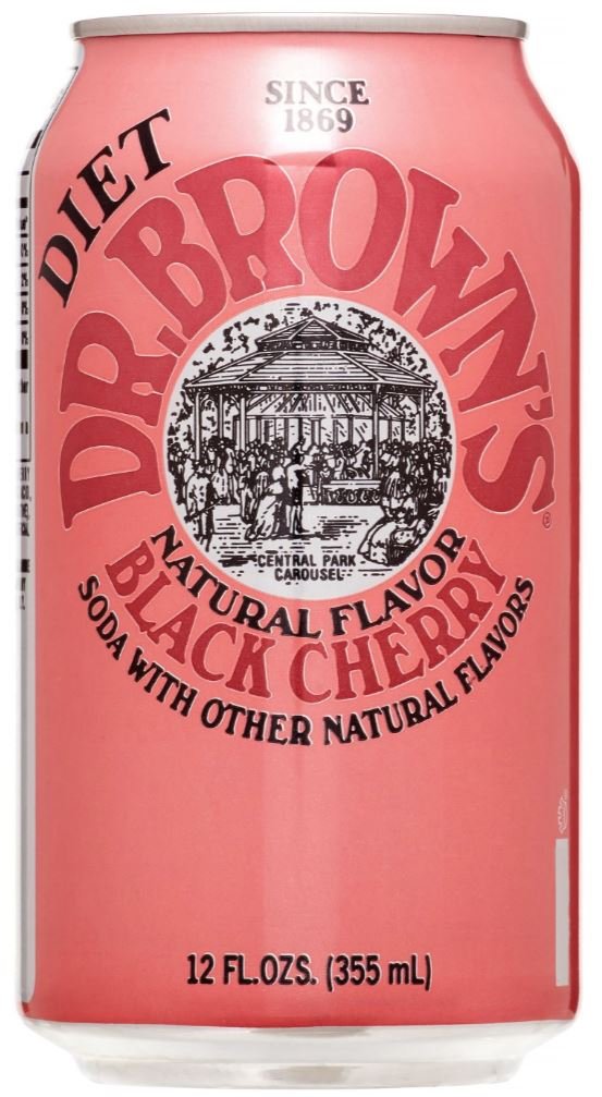 Dr. Browns Soda, Diet Black Cherry, 12 oz can (Pack of 18, Total 216 Oz)