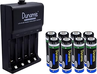 8pk Dunamis 1.2v AA 1300mAh NiMH Rechargeable Batteries & USB Charger/Battery Charging Dock - HIGH CAPACITY Batteries Suitable for High Drain Devices etc...