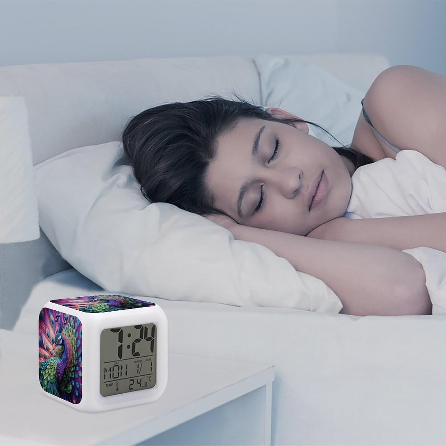 Colorful Peacock Digital Alarm Clock Alarm Clock for Bedroom image 5