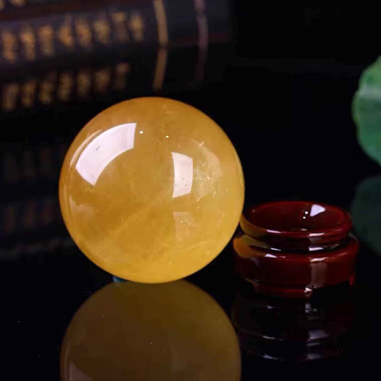 CYVXCPPGI Yellow Calcite Quartz Crystal Sphere,Large Crystal Ball with Stand, Stone Decorative Orb Sculpture Figurine for Home Decor Gift,18cm