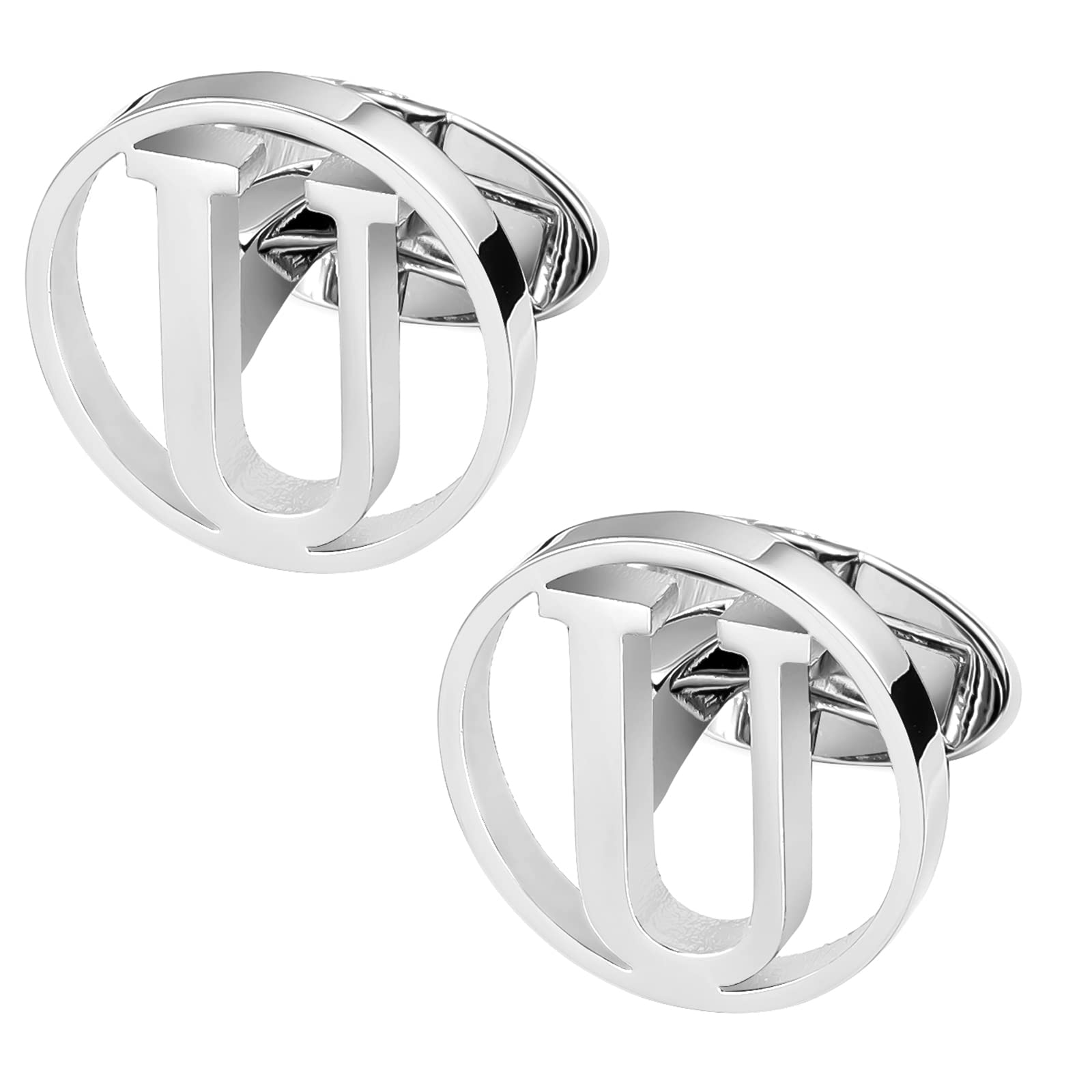 GWD Cufflinks for Men Classic Tuxedo Shirt Wedding Cuff Links Personalized Initials A-Z Gift