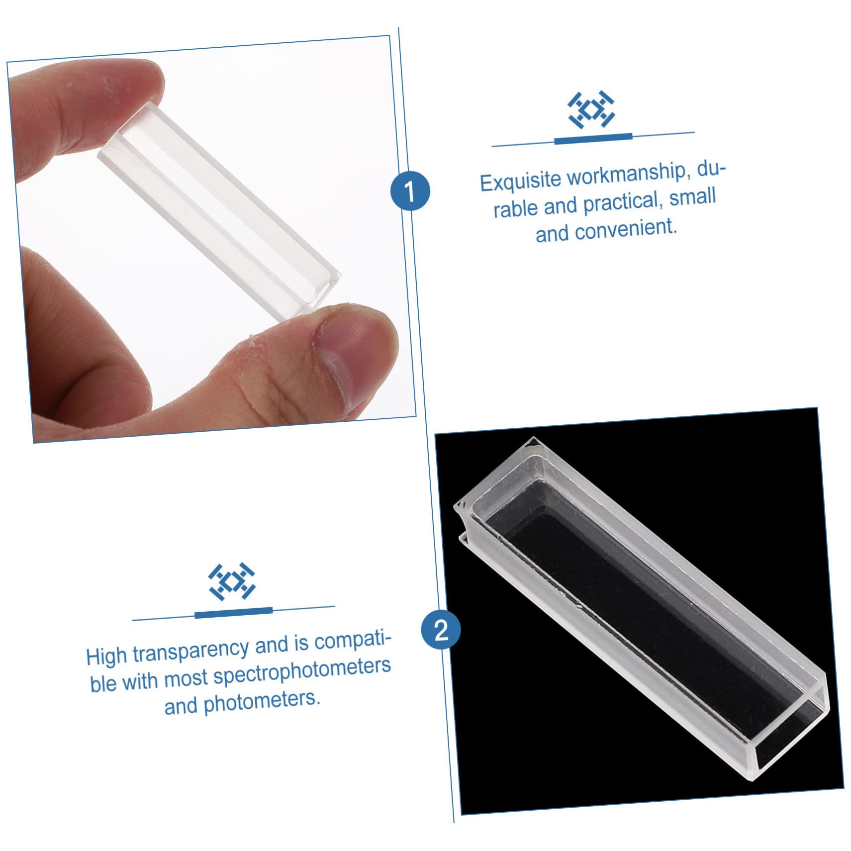 Gatuida 3piezas Cubeta De Cuarzo Transparente para Espectrofotometría Cuvette De Cuatro Caras para Análisis De ADN y Proteínas para Estudios UV-Vis