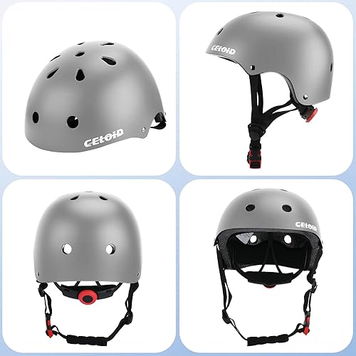 Miniatura 51 de Casco de bicicleta para niños, cascos de patineta para niños de 2 a 3 a 5 a 8 a 14 años, ajustable, multideporte, bicicleta, patinaje, fútbol, Negro