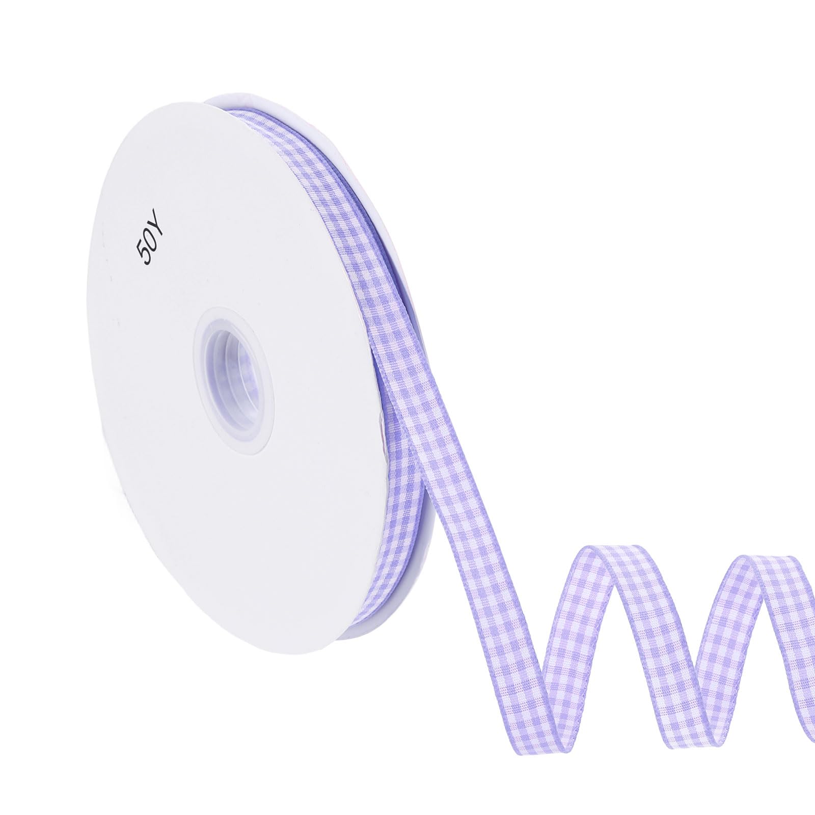 PATIKIL 50 Yard x 3/8 Inch Gingham Ribbon, Plaid Ribbon Nylon Checkered Gift Wrapping Strip for Thanksgiving Bow Wreath Craft Birthday Wedding, Purple — image 1