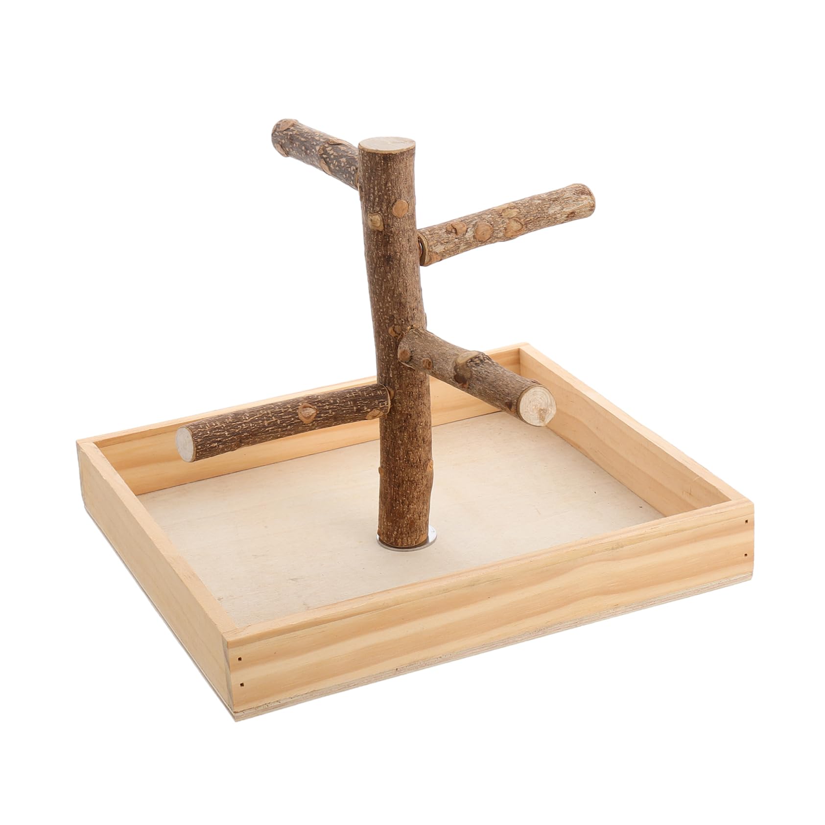 Soporte de Juego para Loros de Madera, Estación de Entrenamiento Portátil | Soporte para Perchas de Pájaros, para Cacatúas y Pájaros Pequeños, Color Beige