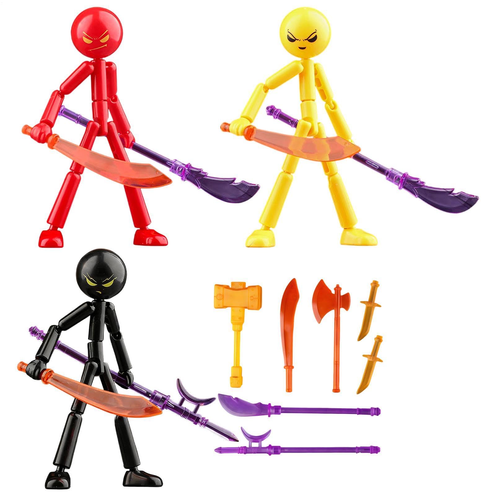 Match Collectable Multi Joint Movable Action Figure,Assembleable Stickmans Toys Stop Motion Figures Set With 7 Weapons,For Collectors Display