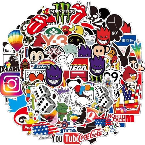100Pcs Cool Stickers、Stickers for Adults，Skateboard Stickers，Brand Stickers，Suitable for Water Bottles, laptops, Luggage, Bike，Bomb Stickers Boys, Girls, Teenagers, Vinyl Stickers. Preferred Stickers